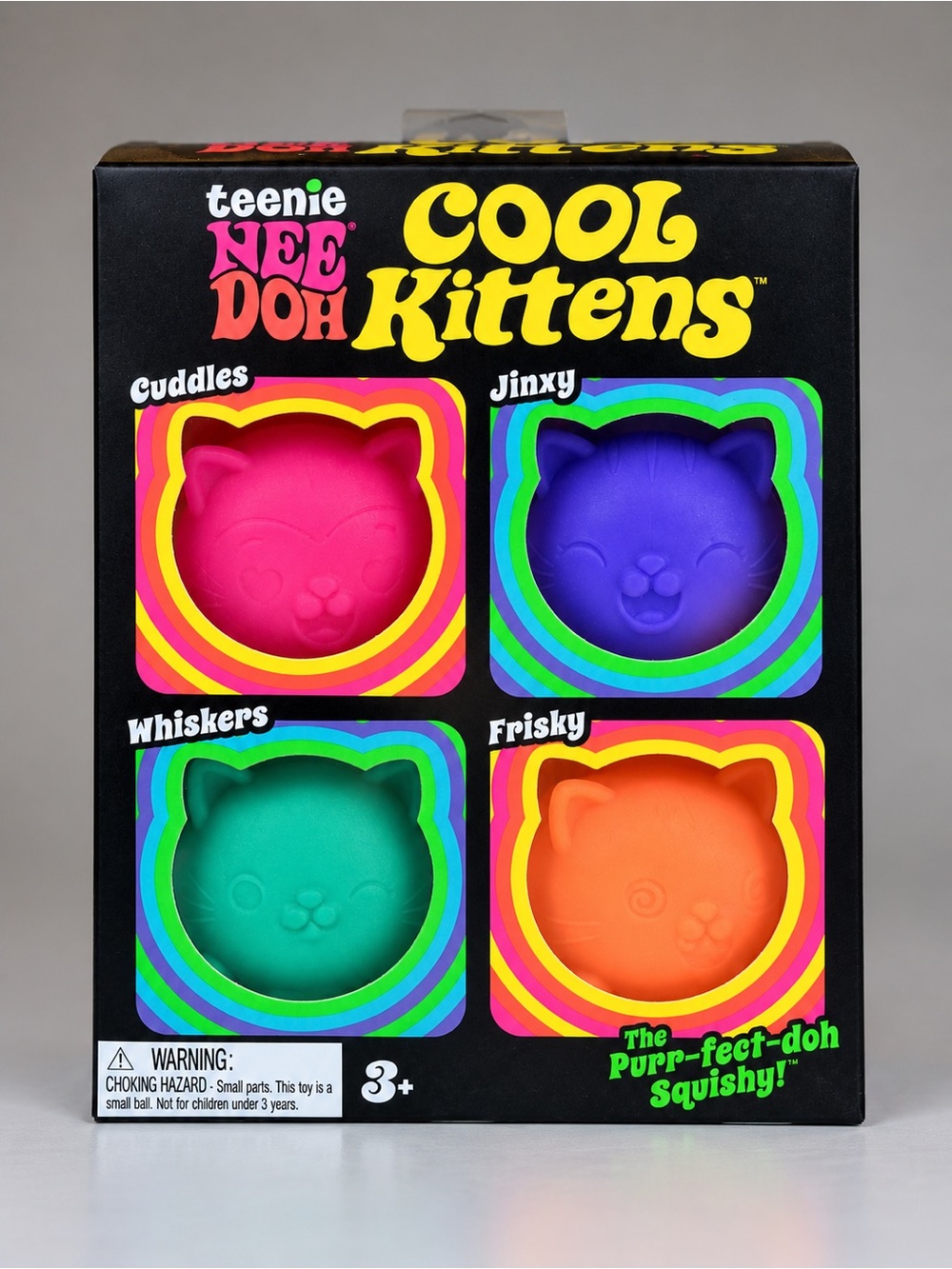 Schylling Teenie NeeDoh Cool Kittens 4 Pack Cuddles Jinxy Whiskers Frisky NEW